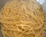 A picture of step 6 of Deany's spaghetti carbonara.