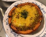 Une image de l'étape 15 de Potimarron farci aux poireaux bouillon d épices et cheddar.