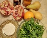 Gránátalmás-körtés rukkola saláta 🍐🍊 recept fázis 1 fotója