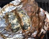A picture of step 4 of Salmon with dill.