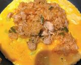 A picture of step 2 of Omu rice  (Japanese style Rice omelette).