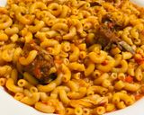 A picture of step 3 of Macaroni jollof.