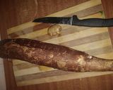 A picture of step 1 of Tumeric fried cassava #breakfastideas.
