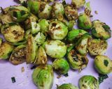 A picture of step 3 of Stir fried brussel sprouts.