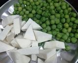A picture of step 1 of Matar Paneer in tomato puree.