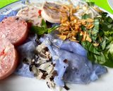 Hình bước làm 4 của món Bánh cuốn hoa đậu biếc tráng chảo