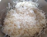 A picture of step 1 of Satrangi layered veg Biryani.