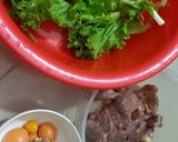 Hình bước làm 1 của món Bún nấu gan, mề và trứng non gà