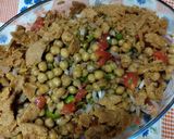 A picture of step 4 of Simple chana chaat with Imli ginger chutney.