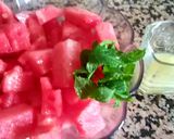 A picture of step 1 of Red watermelon juice, mint and lemon juice.