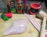 A picture of step 1 of Crispy chicken peri peri burger.