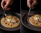 Foto del passaggio 8 della ricetta Vellutata di Melanzane, Tartare (Quenelle) di Robiola e Mandorle Tostate