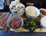 Foto del paso 1 de la receta: Quiche de jamón ibérico, champiñones y brécol