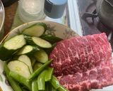 A picture of step 1 of Beef Noodle Soup with Seasonal Vegetables and Fresh Mushrooms.