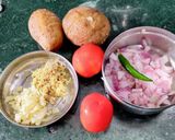 A picture of step 1 of Potato, Dry Yellow Peas Curry (Aloo, Yellow Matar Subzi).