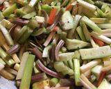 A picture of step 3 of Lentil Fritters in mix veg curry.