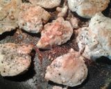 A picture of step 4 of Peppery chicken with a plum glaze.