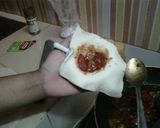 Foto langkah ke 5 dari resep Pizza tutup. aka cireng isi sauce bbq endes...:).