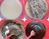 A picture of step 2 of Chocolate idly cake in a pan.