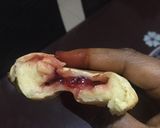 A picture of step 2 of Jam stuffed pancake🥠🍓.