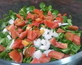 A picture of step 2 of Avocado salad in an avocado!.