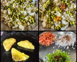 A picture of step 2 of Aloo Matar Tikki Paneer Schezwan Tortilla Quesadilla.