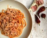 A picture of step 3 of #vegan pasta dough with arrabiata sauce.
