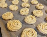 A picture of step 6 of Rhubarb jam piped biscuits ❤️.
