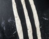 A picture of step 3 of Braided challah bread.