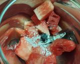 A picture of step 1 of Watermelon Mint Fizzy Cocktail.