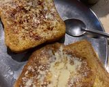 A picture of step 4 of French toast (savoury) with cheese.