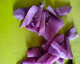 A picture of step 3 of Purple Sweet potato french fries with spicy dip.