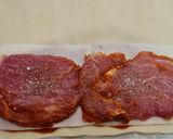 A picture of step 2 of Puff Pastry Roll Filled with Marinated Pork Loin and Cheese.