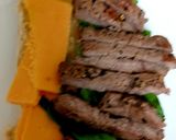 A picture of step 5 of My Garlic & Basil Steak on a Baget 🤩🤩🤩.