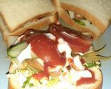 Foto langkah ke 3 dari resep Sandwich Sawi tumis telur.