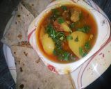A picture of step 7 of Aloo gosht.