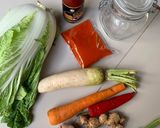 Foto langkah ke 1 dari resep Kimchi Sawi Putih dengan Gochugaru dan Gochujang (lama fermentasi 2 hari).