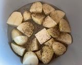 A picture of step 1 of Instant Pot Salmon with Garlic Potatoes and Broccoli.