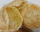 A picture of step 3 of Daal kachori with Tarkari.