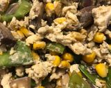 A picture of step 5 of Wok a Scramble!! 4 veg with Basil enthused oil in a scramble.