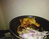 A picture of step 5 of Marinated chicken, served with coconut sauce n rice.