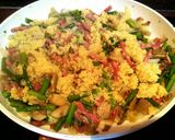 Foto del paso 5 de la receta Revuelto de trigueros y setas con quinoa y magro ahumado