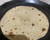 A picture of step 3 of Ragi Matar Roti with a hint of Kasoori Methi.