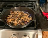A picture of step 2 of Steak Diane.
