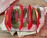 Töltött karaj, baconba tekerve, Meggle főzőkrémes mustármártással.#gluténmentes #tejmentes recept fázis 3 fotója