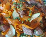 Une image de l'étape 5 de Wok de bœuf légumes croquants.