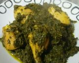 A picture of step 4 of Palak chicken💚🍀.
