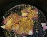 A picture of step 1 of Asun fried rice | goat meat rice.