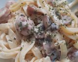 Foto langkah ke 7 dari resep Pasta Creamy Alfredo tanpa cooking cream (carbonara?).