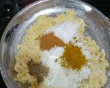 A picture of step 2 of Haladi Patra Pitha/Turmeric Leaves covered Cakes.
